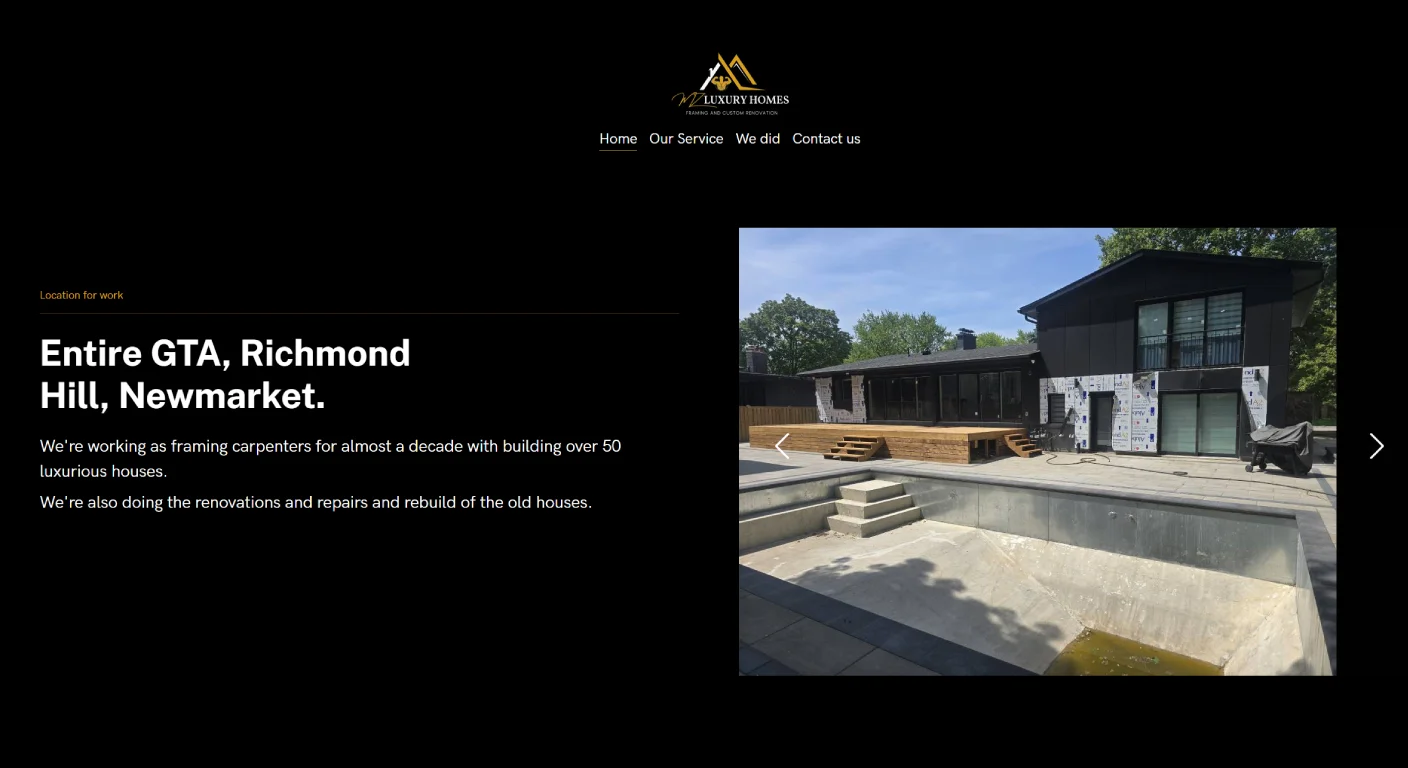 Luxury Home Construction Web Design | MZ Luxury Homes Case Study
