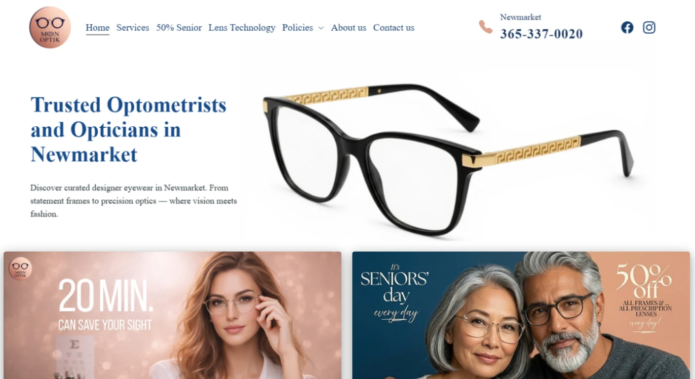 Optical Website Design Newmarket | Moon Optik Case Study