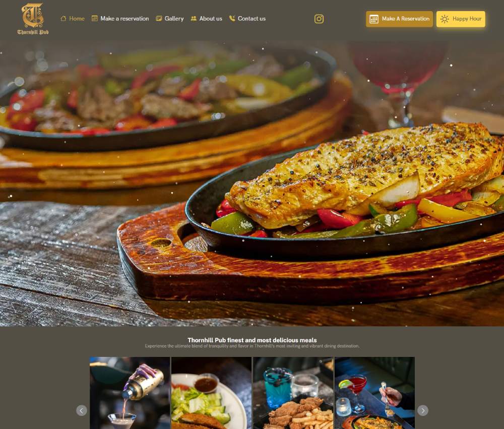 Thornhill Pub - Restaurant website design in Toronto, Canada