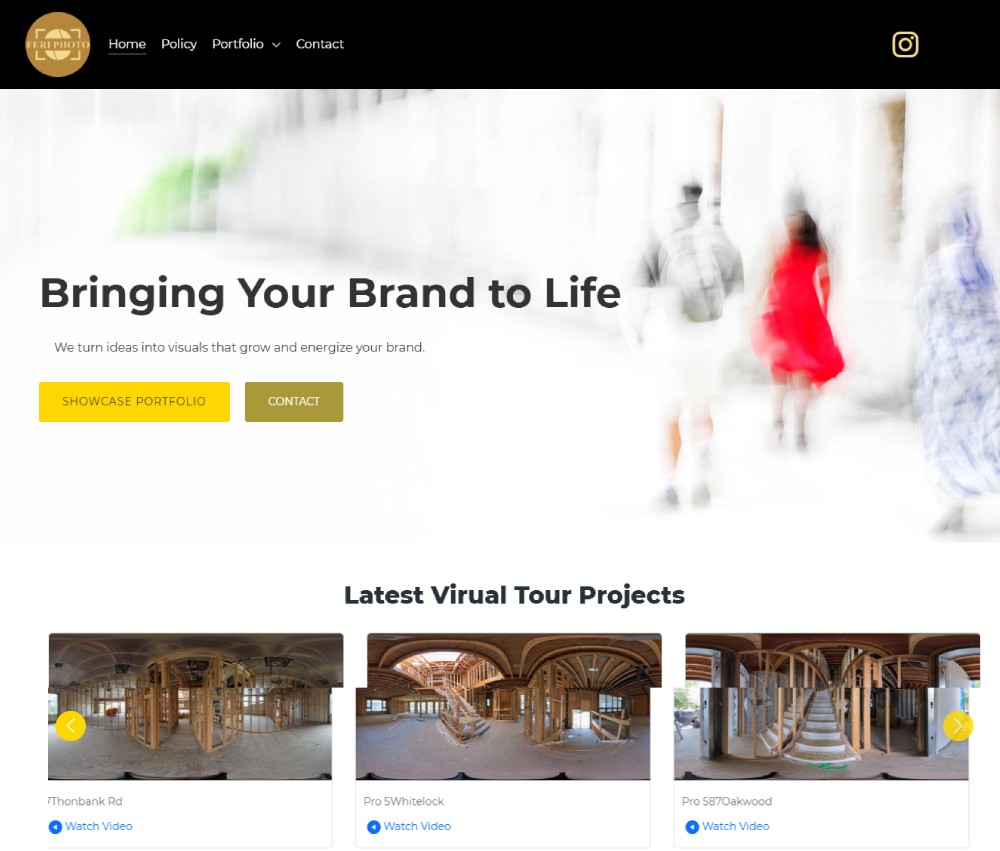 طراحی سایت عکاسی و ویرچوال تور در تورنتو | نمونه Feriphoto