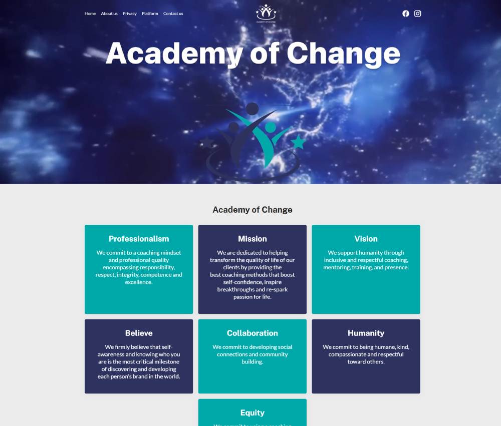 طراحی سایت آکادمی تغییر (Academy of Change) – تورنتو، کانادا